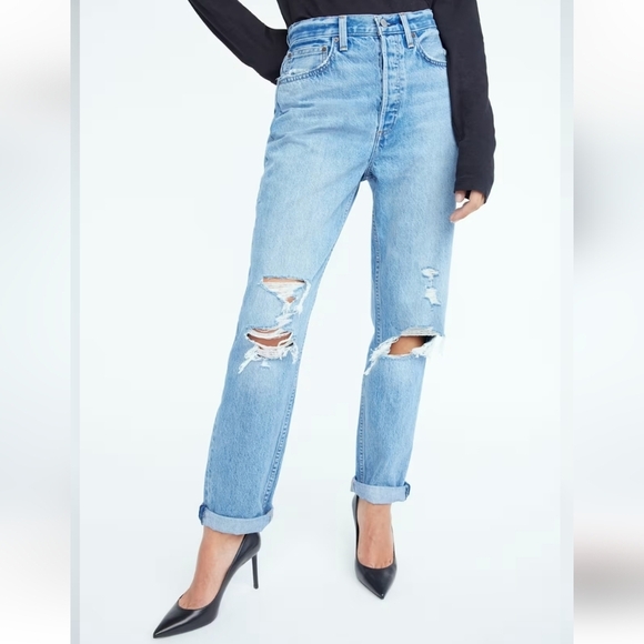 Aritzia Denim Forum The BF Boyfriend High Rise Loose Jeans Distressed 29 - Picture 16 of 16